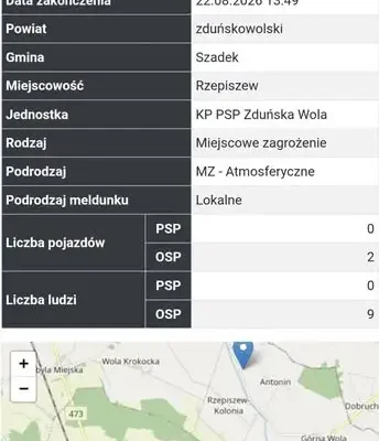 Miejscowe zagrożenie atmosferyczne w Rzepiszewie – interwencja OSP