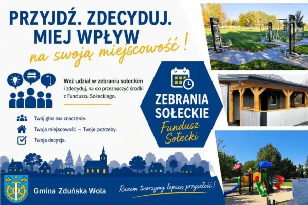 Zebrania sołeckie w gminie Zduńska Wola – mieszkańcy zdecydują o Funduszu Sołeckim 2027