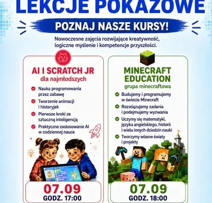 Bezpłatne lekcje pokazowe Kododo w Woli Zabierzowskiej – programowanie, AI i Minecraft