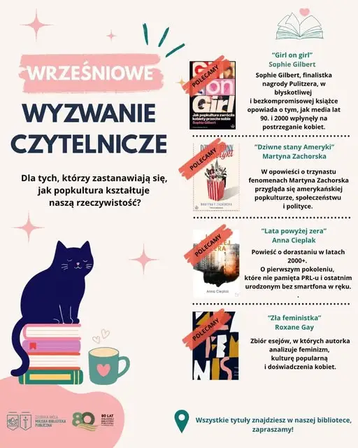 Wrześniowe wyzwanie czytelnicze w bibliotece – jak popkultura wpływa na naszą rzeczywistość?
