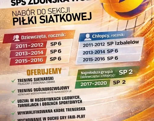 Nabór do sekcji piłki siatkowej w SPS Zduńska Wola – zapisy na nowy sezon