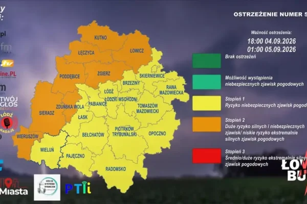 Ostrzeżenie meteorologiczne: burze z silnym wiatrem nad województwem łódzkim