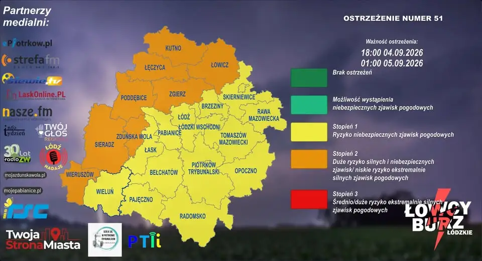 Ostrzeżenie meteorologiczne: burze z silnym wiatrem nad województwem łódzkim