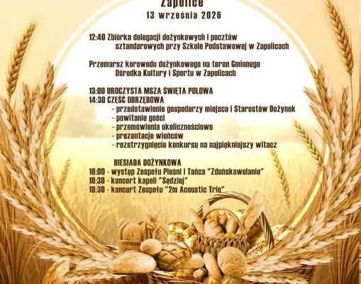 Dożynki Powiatowo-Gminno-Parafialne w Zapolicach już 13 września