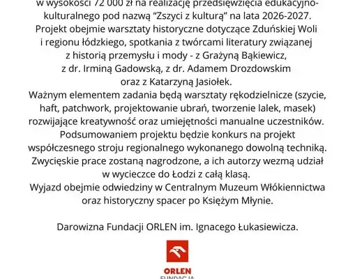 Biblioteka w Zduńskiej Woli z grantem w programie „Kulturalny ORLEN”
