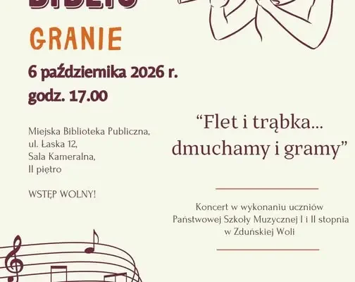 Koncert uczniów Państwowej Szkoły Muzycznej w Miejskiej Bibliotece Publicznej w Zduńskiej Woli